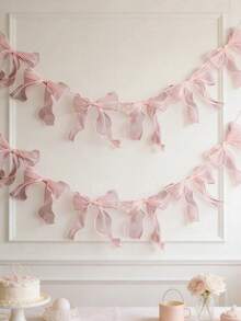 1pc Sweet Pink Bow Banner/Garland (10 Bows), Suitable For Princess Style Girls Room Wall Decor, Also Applicable For Children's Birthday, Baby Shower, Wedding, Gender Reveal Party And Other Occasions (Product Requires Self-Assembly, Please Do Not Purchase If You Mind) - Multicolor - View 7