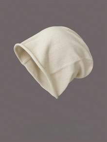 1pc Large Loose Knit Hat, Unisex, Minimalist Solid Color Ribbed Knit Beanie, Suitable For Casual Street Style, All Season Wear - A - View 14