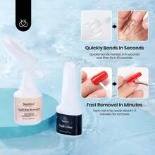 Beetles 2pcs/Set 10ml Gel Polish & Nail Polish Remover Set, Suitable For Press-On Nails, False Nails And Acrylic Nails, With Cuticle Pusher - Remover - View 3