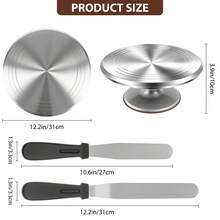 Aluminum Alloy Cake Turntable, 12-Inch Rotating Stand For Baking, Pastries And Cupcakes, 35-Piece Accessory Set, 30 Cm Diameter, Including 3 Dough Scrapers, Piping Bag And Piping Nozzle Set - View 2