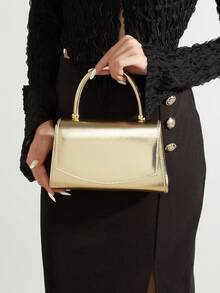 REMANLAND Metallic Gold Clutch Bag For Women, Elegant Top Handle Evening Handbag, Luxury Party Purse For Wedding, Prom, Dinner & Formal Events - Gold - View 2