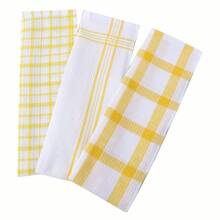3/6 piezas/Set, Toallas de cocina absorbentes a cuadros multicolor (14.9 pulgadas X 25.2 pulgadas), suaves reutilizables y lavables, esencial para la limpieza del hogar, accesorio de cocina - Amarillo - Ver 7