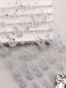 QIANJIKU 3 feuilles d'autocollants pour ongles Halloween avec imprimé léopard pailleté argenté en forme de flamme et de cœur, style français Y2K gothique doux et cool, décoration d'art pour ongles, convient pour les festivals de musique, la rentrée scolaire, les fêtes, fournitures pour artistes de manucure - Multicolore - Voir 8