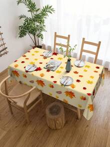 1pc,Autumn Style Tablecloth,Maple Leaf Print Tablecloth,Square Tablecloth,Picnic Cloth,Multiple Sizes Available,Perfect For Family Dining,Restaurant Decor,Kitchen Decor,Home Decor,Outdoor Party Decor - Multicolor - View 2