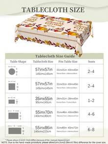 1pc,Autumn Style Tablecloth,Pumpkin & Maple Leaf Print Tablecloth,Square Tablecloth,Picnic Cloth,Multiple Sizes Available,Perfect For Family Dining,Restaurant Decor,Kitchen Decor,Home Decor,Outdoor Party Decor - Multicolor - View 4