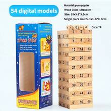 54片裝 Jenga 木製積木平衡塔派對遊戲，多米諾積木，經典木製積木，倒塌塔積木，適合派對與聚會，遊戲之夜首選 - 彩色 - 查看 12