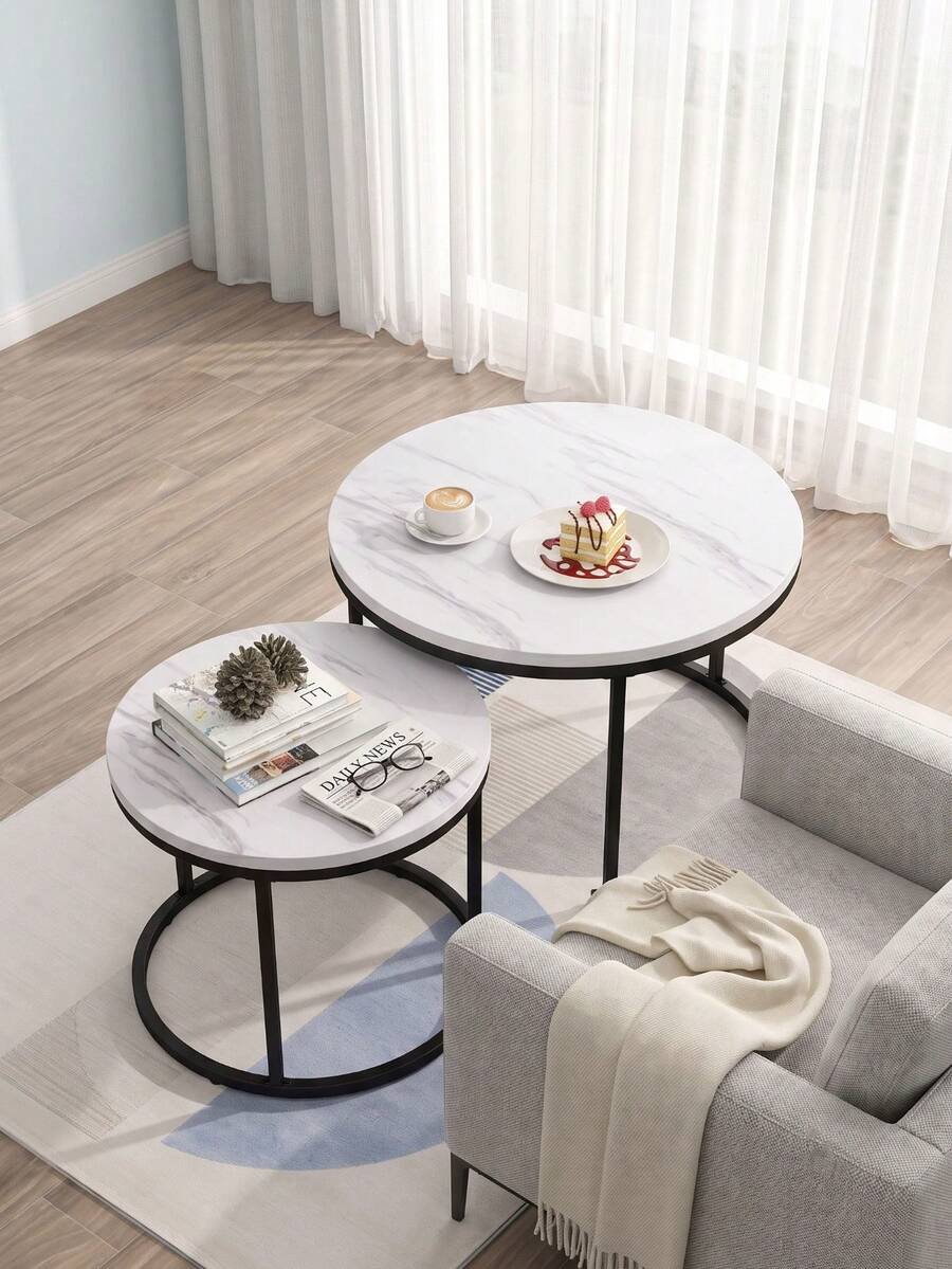 Super life A Compact Nordic Style Coffee Table, Available In Multiple Sizes Including Round And Minimalist Modern Round Coffee Tables Or Side Tables, Suitable For Small Living Rooms. White, Furniture, Table