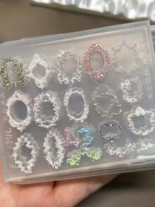 1件復古捲軸圖案法式巴洛克框架 3D 浮雕美甲矽膠模具 - 無色 - 查看 7