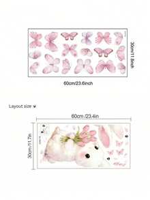 1pc Butterfly & Rabbit Wall Sticker Wallpaper Set, Suitable For Bedroom, Living Room And Nursery Warm Home Wall Decor - Multicolor - View 8