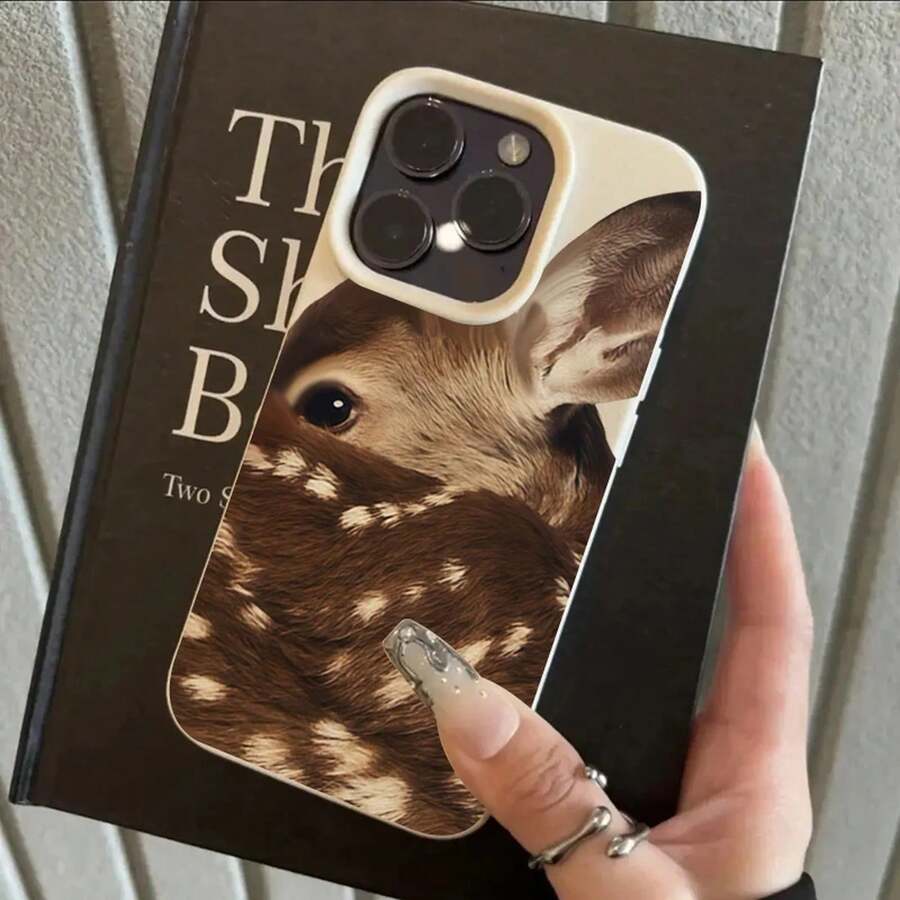 For IPhone 17 16 15 14 13 12 11 Pro Max Plus Case Close-Up Sika Deer Illustration Lichee Pattern Cover For IPhone XS XR X Fundas - 古董白 - 查看 1