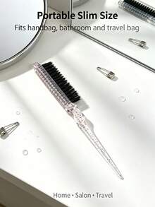 Rat Tail Teasing Hair Brush, Dense Nylon Volumizing Backcombing Comb, Fine Tip Hair Parting Braiding Tool, Root Lift High Cranial Top Styling Brush - Multicolor - View 2