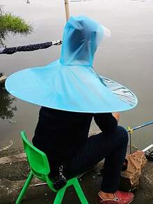 1pc Random Color Foldable Fishing Hat Umbrella, Extra Wide Brim Sun Protection Rain Hat With Neck Guard, Suitable For Fishing, Gardening, Hiking, Camping, Beach, Golf - Multicolor - View 1
