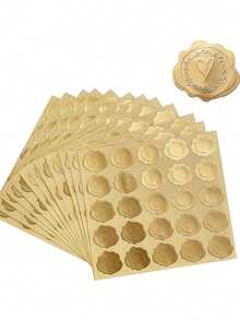 100 piezas Pegatinas de sobre dorado, Pegatinas de sello de corazón en relieve, Adecuadas para postales, invitaciones, tarjetas, decoración de regalos, etiquetas autoadhesivas - Multicolor - Ver 7