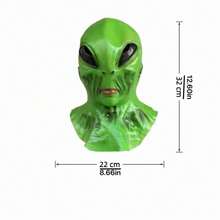 外星人面具乳膠頭飾萬聖節UFO恐怖面具綠色頭飾跨境新品ET外星人 - 查看 4