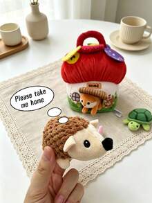 1pc Unisex Animal Plush Doll With Built-In Paper Ring, Squeaker, Bell And Mirror, Multi-Functional Early Education Doll, Suitable As Newborn Gift - Multicolor - View 7