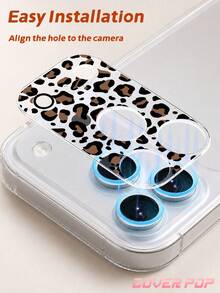 1 buah Pelindung Lensa Kaca Tempered Motif Leopard Cokelat, Kompatibel dengan Apple 17 Pro/17 Pro Max, Perlindungan Kamera Belakang Menyeluruh, Tahan Gores dan Tahan Aus, Pemasangan Mudah - Clear - View 6