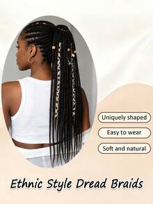 24 Inch Black, Gold, Gradient Brown Straight Hair Hippie Style 14 Strands Handmade Synthetic Fiber Crochet Braids Hair Extensions, Suitable For Women - Multicolor - View 8