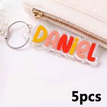 Personalized Colorful Keychain, Customized Name Tag Key Ring, Acrylic Text Gift, For Men And Women, Teacher's Day, Back To School, Birthday, Anniversary, Graduation, Christmas And Party Favors - Multicolor - View 13