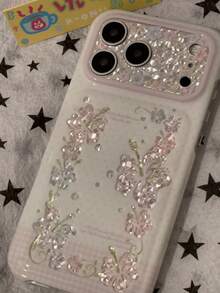 INS復古雷射水鑽藤蔓木槿花手機殼，適用於 17 Pro Max、Apple 16、15、14、18 Pro Max，清新簡約日韓卡通個性創意防摔保護殼，小眾風格 - 彩色 - 查看 4