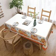 1pc,Autumn Style Tablecloth,Pumpkin & Maple Leaf Print Tablecloth,Square Tablecloth,Picnic Cloth,Multiple Sizes Available,Perfect For Family Dining,Restaurant Decor,Kitchen Decor,Home Decor,Outdoor Party Decor - Multicolor - View 10