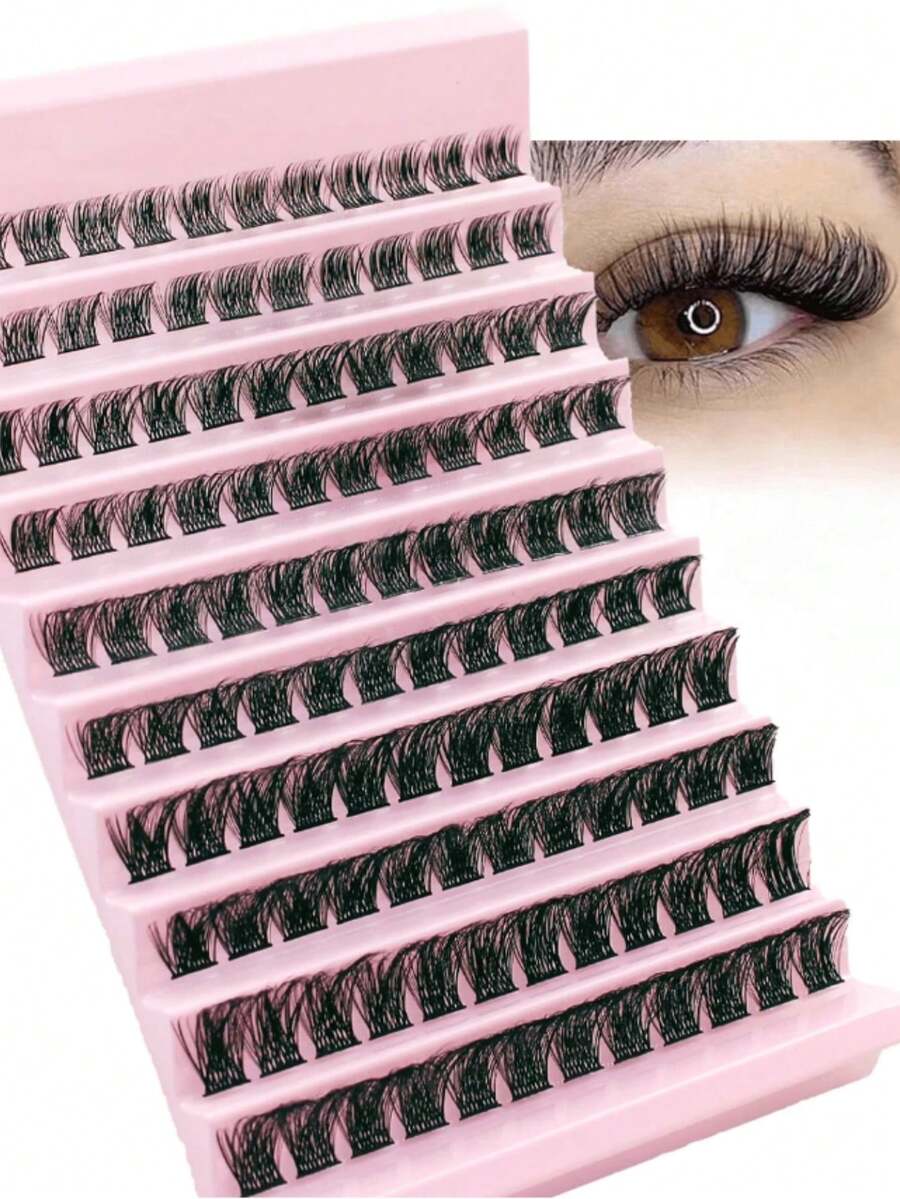 120pcs Mink Eyelashes, 8-16mm D Curl, 0.07mm Mixed, Waterproof, DIY Lightweight False Eyelashes, Create Natural To Dramatic Effect, Suitable For Daily Use And Various Occasions. False Eyelash Set, Single False Eyelash, False Eyelash. - D - View 1