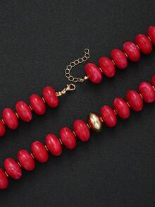 1/2pcs Fashion Minimalist Exaggerated Colorful Bohemian Chunky Beaded Necklace, Women's Summer Beach Vacation Date Party Holiday Birthday Gift, Daily Versatile (Slight Color Difference) - Multicolor - View 3