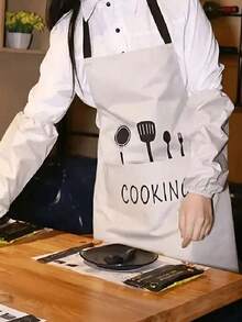 1pc Adjustable Waterproof Oil-Proof Apron, Multi-Functional Cute Cooking Apron With Pockets, Breathable Fashionable Stain-Resistant, Easy To Clean, Suitable For Cooking And Housework, Suitable For Chefs, Home, Gardeners, Bakers, Painters, Florists, Baristas, Restaurants And Home Use, Multiple Colors Available - Multicolor - View 3