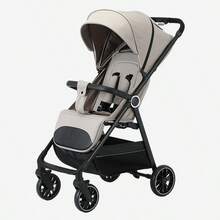 Lightweight, Foldable Stroller, One-Touch Series, Adjustable Backrest, Wide Sun Canopy, Breathable Mesh Fabric, Easy To Carry, Ideal For Travel - 卡其色 - 查看 1