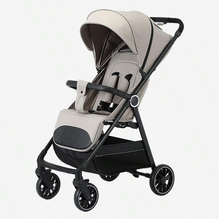 Lightweight, Foldable Stroller, One-Touch Series, Adjustable Backrest, Wide Sun Canopy, Breathable Mesh Fabric, Easy To Carry, Ideal For Travel - 卡其色 - 查看 1