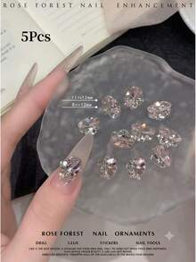 5/48Pcs Lake Blue No-Base Finished Rhinestone Ball Nail Art Decor, Blue Pigeon Egg Rhinestone Ball Nail Art Decoration - Multicolor - View 10