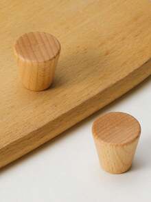 2pcs Wooden Round Drawer Pulls, Cabinet Knobs, Dresser Handles - Beech - View 4