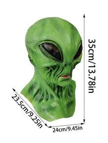 Full Head Green Alien Latex Mask, Realistic Extraterrestrial Cosplay Mask, Breathable Halloween Party Dress Up Prop, Funny Prank Gift Photography Booth Prop For Adults Men - Multiple Styles - View 10
