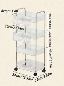 1 pieza Carrito rodante multifuncional transparente de varias capas (2/3/4 capas), estantería de almacenamiento, gran capacidad de carga, ruedas giratorias, con bloqueo, conveniente y flexible, material acrílico, carrito de almacenamiento móvil de pie - Multicolor - Ver 10