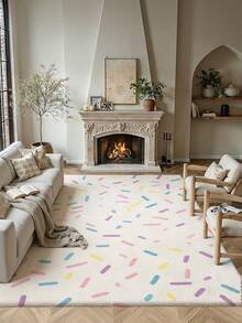 Living Room Area Rug, Light Multi-Color, Large Size Soft. Suitable For Kitchen, Dining Room, Bedroom, Indoor/Outdoor, Office, Lobby, Anti-Slip Doormat, Hallway, Study. Faux Cashmere Holiday Decorative Rug. - Multicolor - View 6