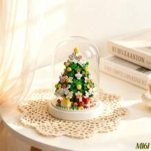 2 Styles Christmas Micro Particle Building Blocks DIY Assembly Ornament With Base And Transparent Dust-Proof Acrylic Cover, ABS Resin Educational Stress Relief Handmade Model, Desktop Entryway Atmosphere Decor, Halloween Christmas Birthday Party Gift Toy For Boys And Girls - Multicolor - View 14