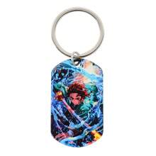 1 pieza Llavero con etiqueta impresa a color de Demon Slayer de anime, anillo de metal de acero inoxidable, colgante para bolso, regalo para fans - Multicolor - Ver 13