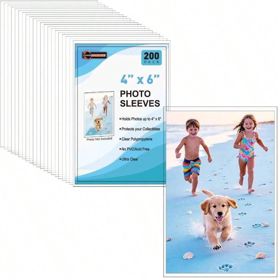 4x6 Photo Sleeves (200 Pack) - 2 Mil Soft Top Loading Protectors, Archival  Plastic Sleeves Photos, Postcards, Pictures Recipe Cards - 4x6"-200 Ct - View 1