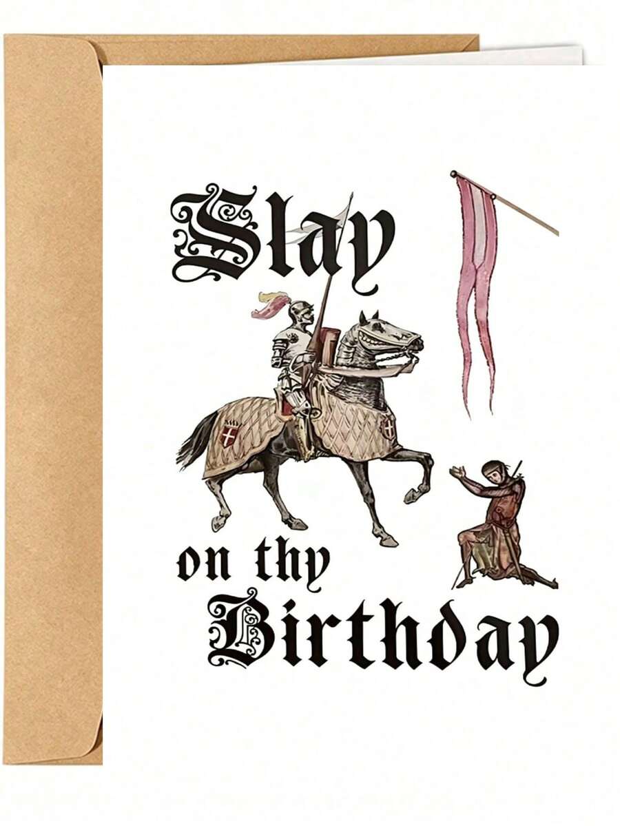 A Fun Medieval Knight Themed Birthday Card, Complete And Unique Design, Ideal Gift For Birthday Celebrants, Can Be Used As Unique Decoration And Excellent Occasion Greeting Card - Multicolor - View 1