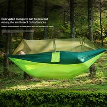 1PC Outdoor Camping Hammock With Encrypted Mosquito Net, Lightweight Portable Anti Bug Hammock With Storage Pocket Tree Straps, Heavy Duty Parachute Nylon Hammock For Hiking Backyard Travel - Multicolor - View 1