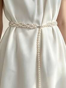 1 Piece Of Bridal Multi-Layer Faux Pearl Belt Waist Chain Wedding Decoration Waist Chain - White - View 1