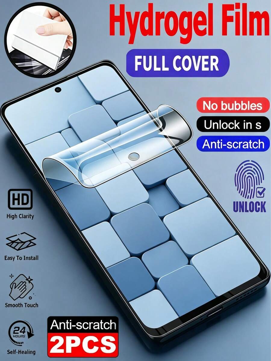 LissKas 2片裝 HD 水凝膠柔性軟膜 全螢幕防刮耐磨 相容 Oppo Reno 防爆手機螢幕保護貼 非玻璃 支持指紋辨識
