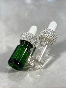 Botol Pipet Kaca Bertabur Berlian Imitasi, Pipet Portabel Isi Ulang untuk Serum, Parfum, Minyak Esensial, dan Cairan Perawatan Kulit, untuk Perjalanan, Pesta, Tas, Rutinitas Perawatan Kulit Sehari-hari, Desain Kerah Perak Bertabur Kristal, Botol Mini Isi Ulang, Botol Kecantikan Glamor yang Dapat Digunakan Kembali - View 2