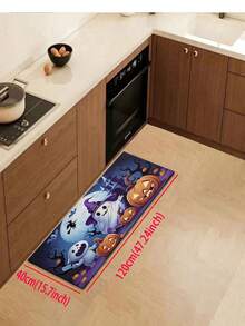 1/2pcs Halloween Kitchen Decor Rug, Cute Ghost Pumpkin Kitchen Rug And Mat, Non-Slip Washable Absorbent Kitchen Accessories Decor Mat - Multicolor - View 13