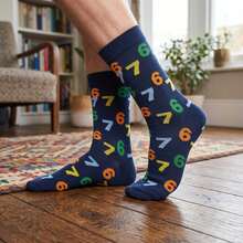 1 Pair Fun Socks - With Number 67, Unisex Mid-Calf Socks, Fashionable Versatile Socks, Suitable For Office, Home, Travel, Sports Wear - Multicolor - View 6