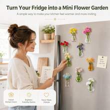 1/3/6/10-Pack Cute Mini Vase Magnets For Fridge, Tiny Ceramic & Glass Magnetic Vases For Refrigerator, Office Whiteboard And Locker, Aesthetic Flower Bud Vases Kitchen Decor, Ideal Gift For Mom & Women - one-size - View 8
