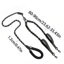 BVEOYPET 2pcs/Set Correa Doble 2-En-1 Sin Enredos Con Resorte Amortiguador De Impactos Y Mango Acolchado, Adecuada Para Caminar Y Correr Con 2 Perros - Multicolor - Ver 2