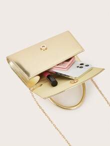 REMANLAND Metallic Gold Clutch Bag For Women, Elegant Top Handle Evening Handbag, Luxury Party Purse For Wedding, Prom, Dinner & Formal Events - Gold - View 6