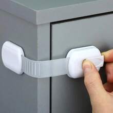 6pcs Plastic Children Safety Cabinet Locks, Adjustable Multi-Function Drawer Safety Locks Door Locks Design, Prevent Children From Being Trapped - White - View 2