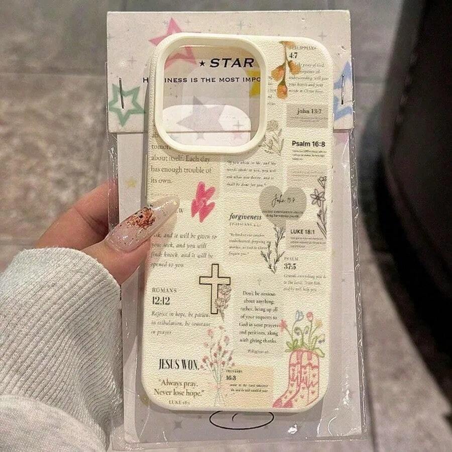 For IPhone 17 16 15 14 13 12 11 Pro Max Plus Air XS X XR Floral Religious Mythological Character Cross Pattern Phone Case Cover - 1 - 查看 1