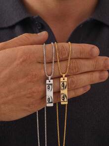 1件客製化極簡風個性化刻字眼睛照片項鍊，不鏽鋼寵物紀念，生日、婚禮送給母親、女友的禮物，黑色/銀色/金色，復古，永恆之愛，投影項鍊，獨特禮物，客製化虹膜珠寶 - 照片項鍊 - 查看 3